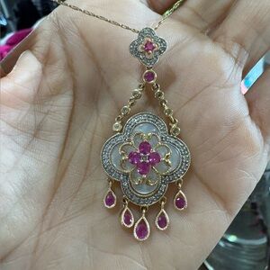 Alwand Vahan 14K YG Natural Ruby & Diamond Mother of Pearl Pendant Necklace